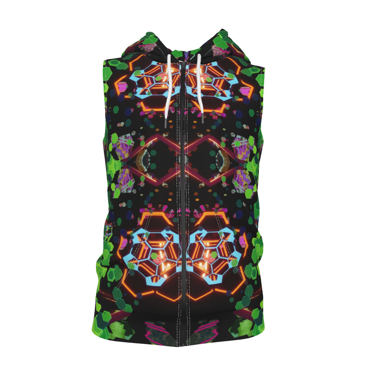 Psychedelic All-Over MicrodoseVR Print Kid's Sleeveless Zip-up Hoodie