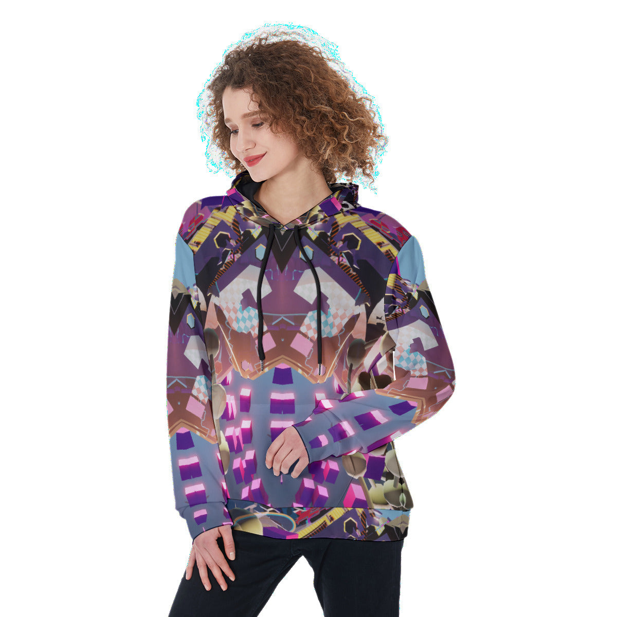 Psychedelic Tripper Cube 3D Digital Art Print Women's Heavy Fleece Hoodie