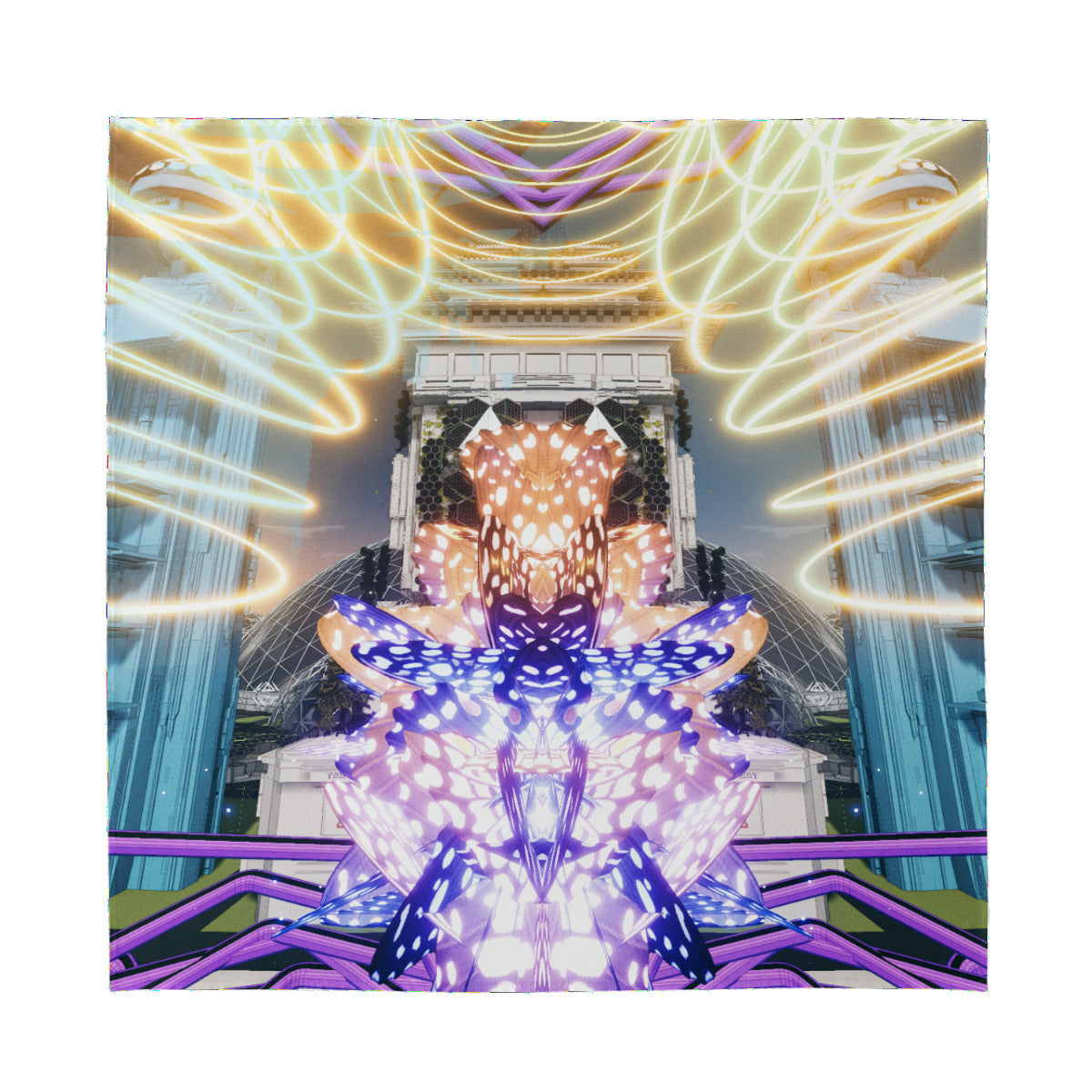 Psychedelic Butterfly 3D Digital Art Print Silk Scarf