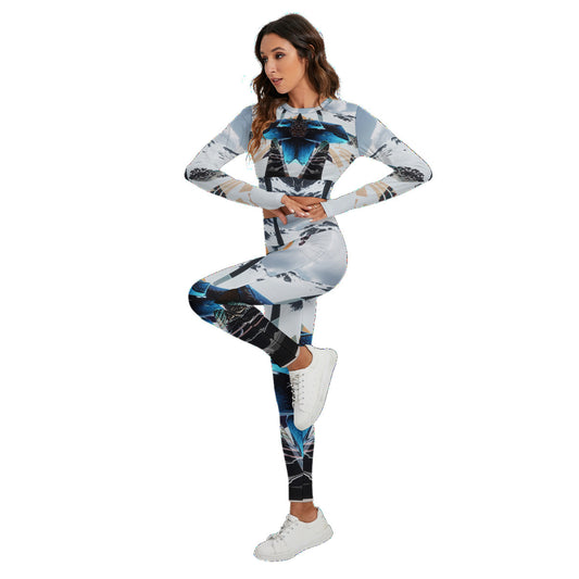 Crystalfly Psychedelic Print Women's Sport Set With Backless Top And Leggings