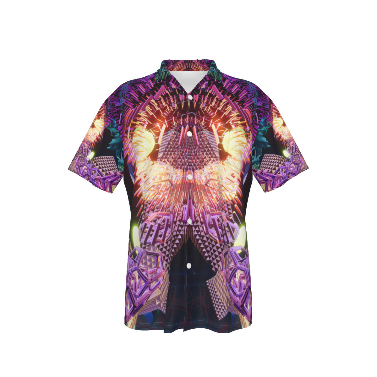 Psychedelic 3D Digital Art Print Men's Hawaiian Shirt With Pocket
