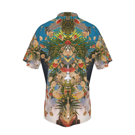 Mushyland All-Over Print Psychedelic Digital Art Men's Hawaiian Shirt With Button Closure