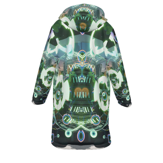 Psychedelic All-Over Print Men's Horn Button Long Fleece Cloak