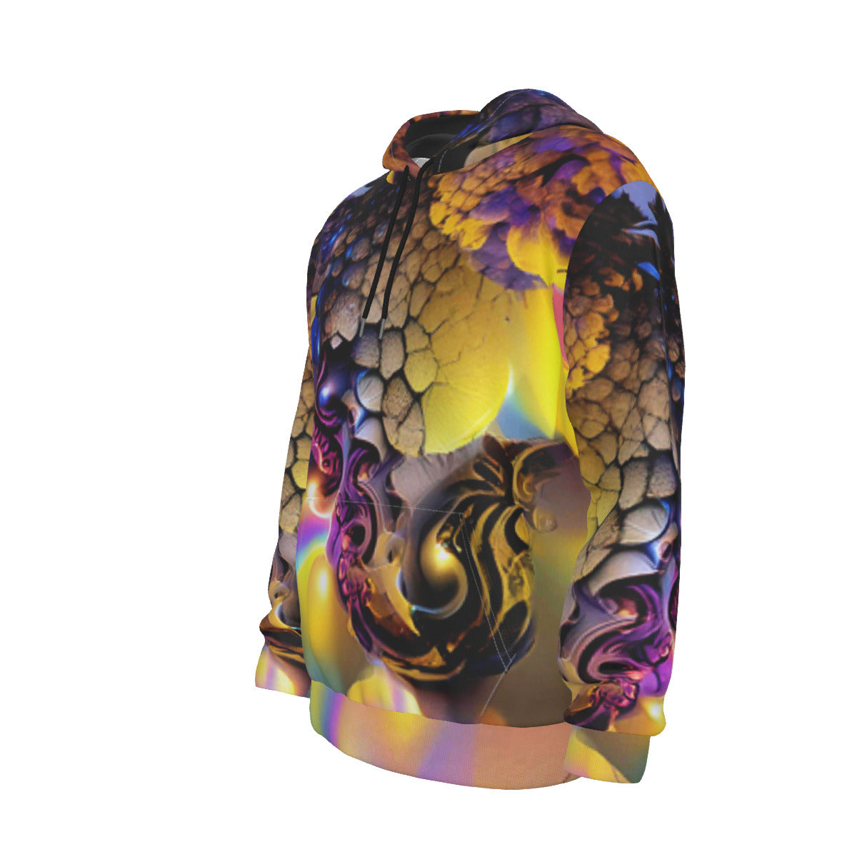 Mindelbrot All-Over Psychedelic Digital Art Print Men's Mirco Fleece Hoodie