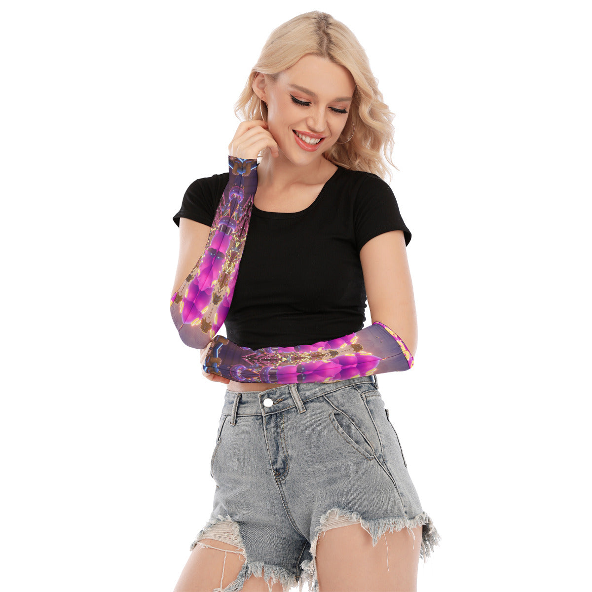 Psychedelic Kitty 3D Digital Art Print Unisex Gloves
