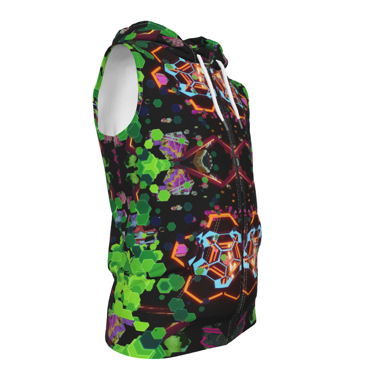 Psychedelic All-Over MicrodoseVR Print Kid's Sleeveless Zip-up Hoodie
