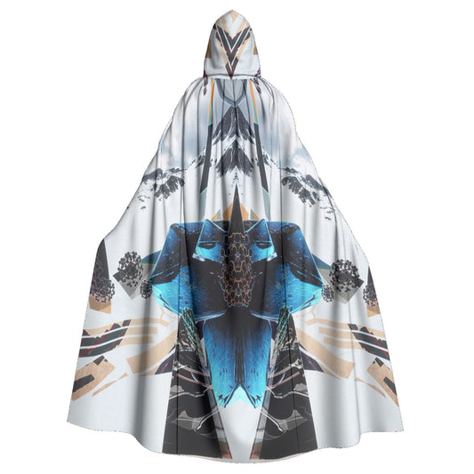 Crystalfly Psychedelic Mountain Print Unisex Hooded Cloak | Microfiber
