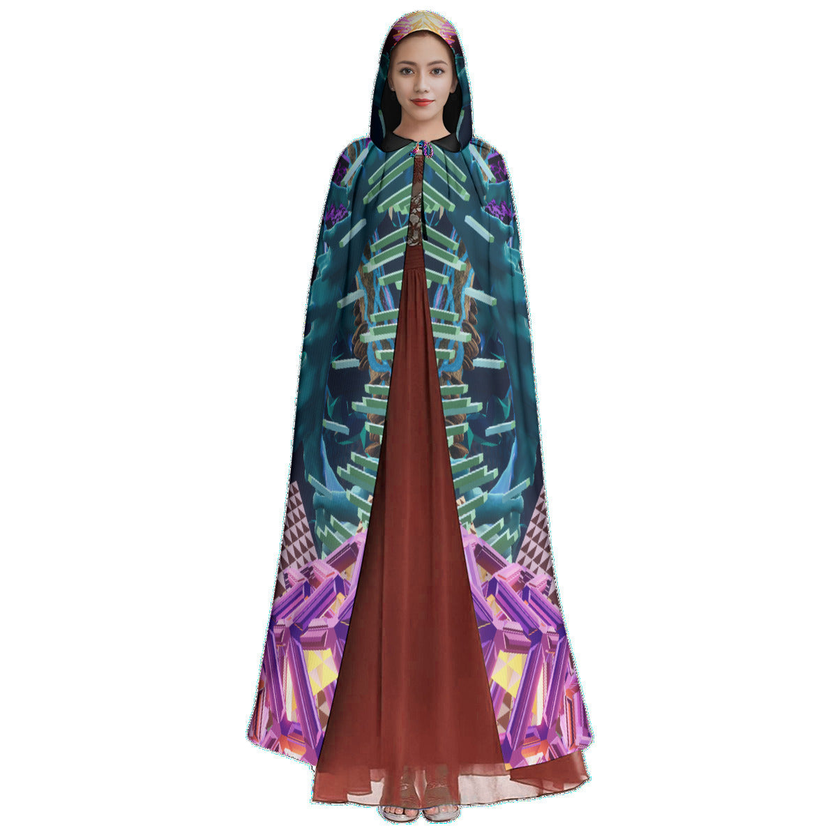 Psychedelic 3D Print Unisex Hooded Cloak | Microfiber