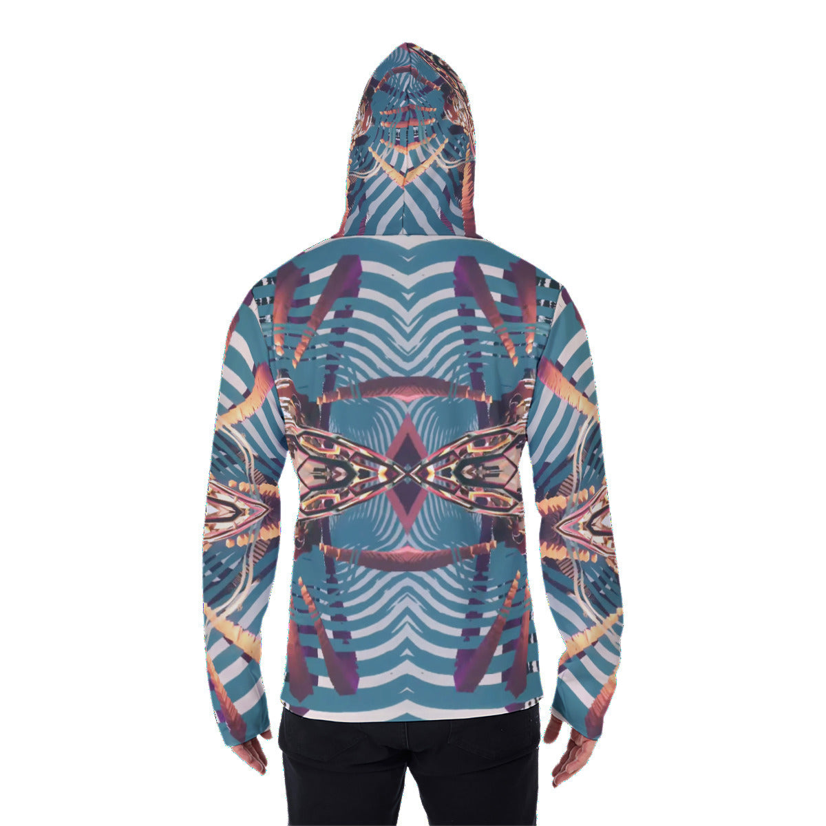 Psychedelic Orbopus Digital Art Print Men's Heavy Fleece Hoodie With Mask
