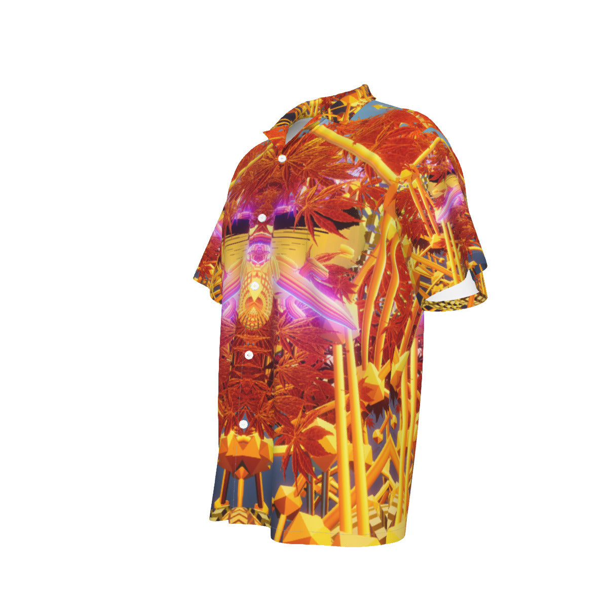 Psychedelic All-Over 3D Digital Art Print Men's Hawaiian Shirt With Pocket