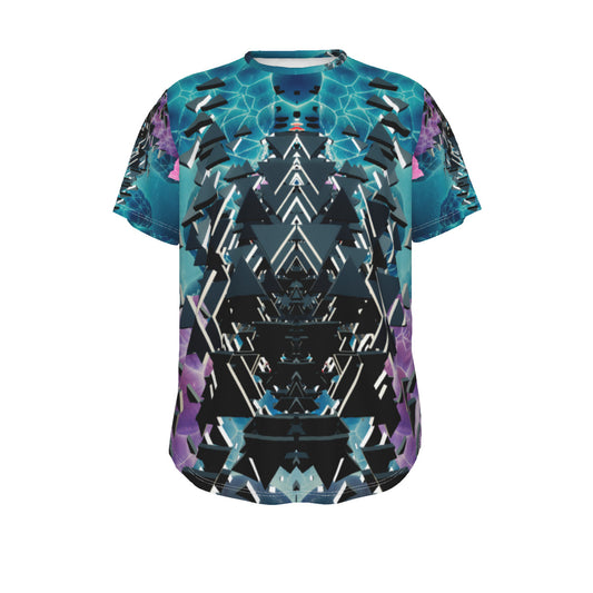 Psychedelic All-Over Print Men's Short Sleeve Rounded Hem T-shirt