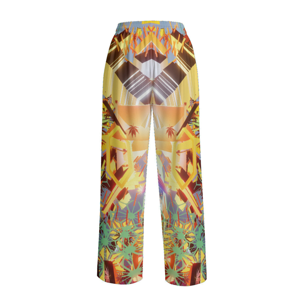 Psychedelic Print Unisex Knitted Fleece Wide Leg Pants
