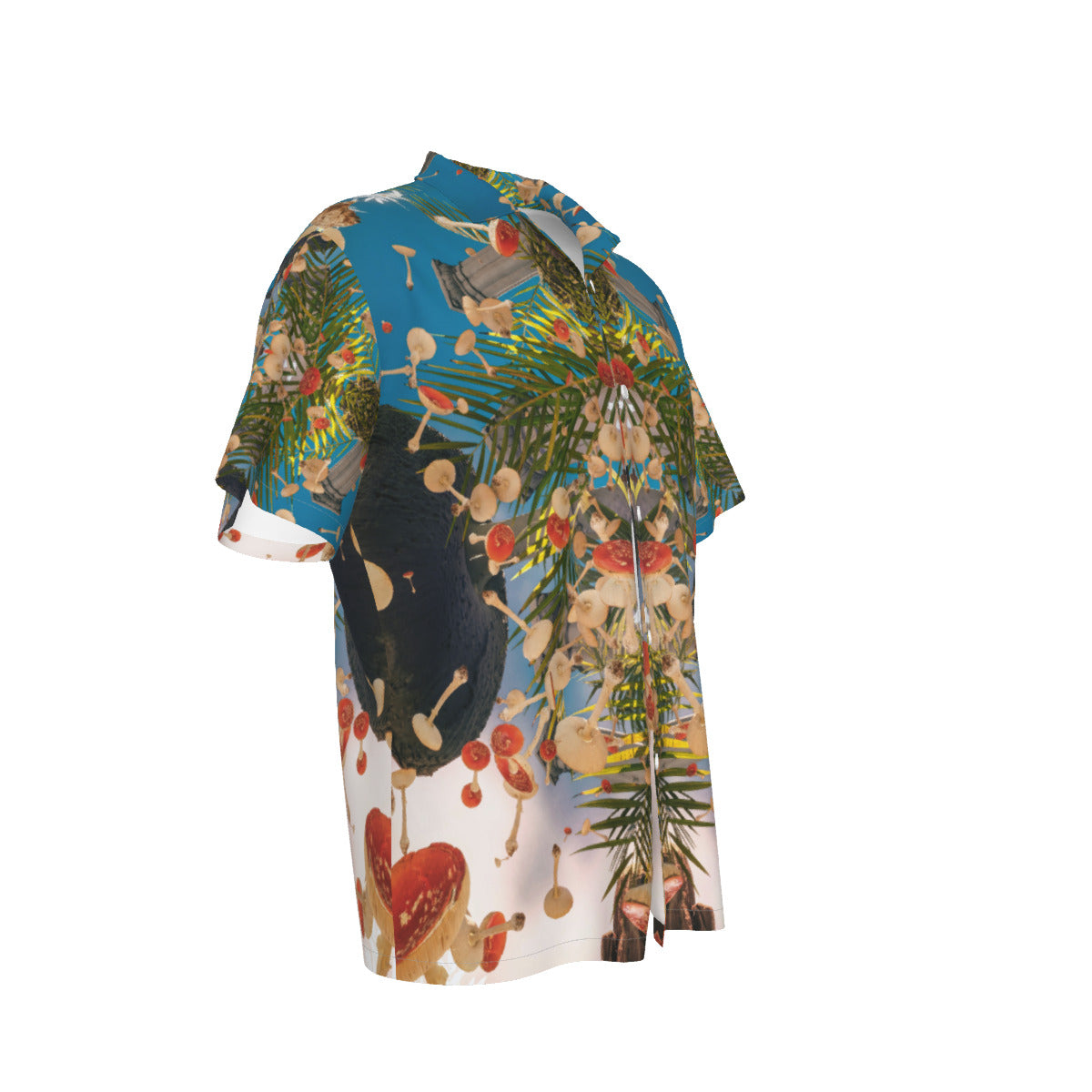 Mushyland All-Over Print Psychedelic Digital Art Men's Hawaiian Shirt With Button Closure