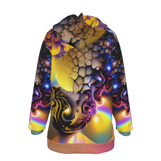 Mindelbrot All-Over Psychedelic Digital Art Print Women's Heavy Fleece Hoodie