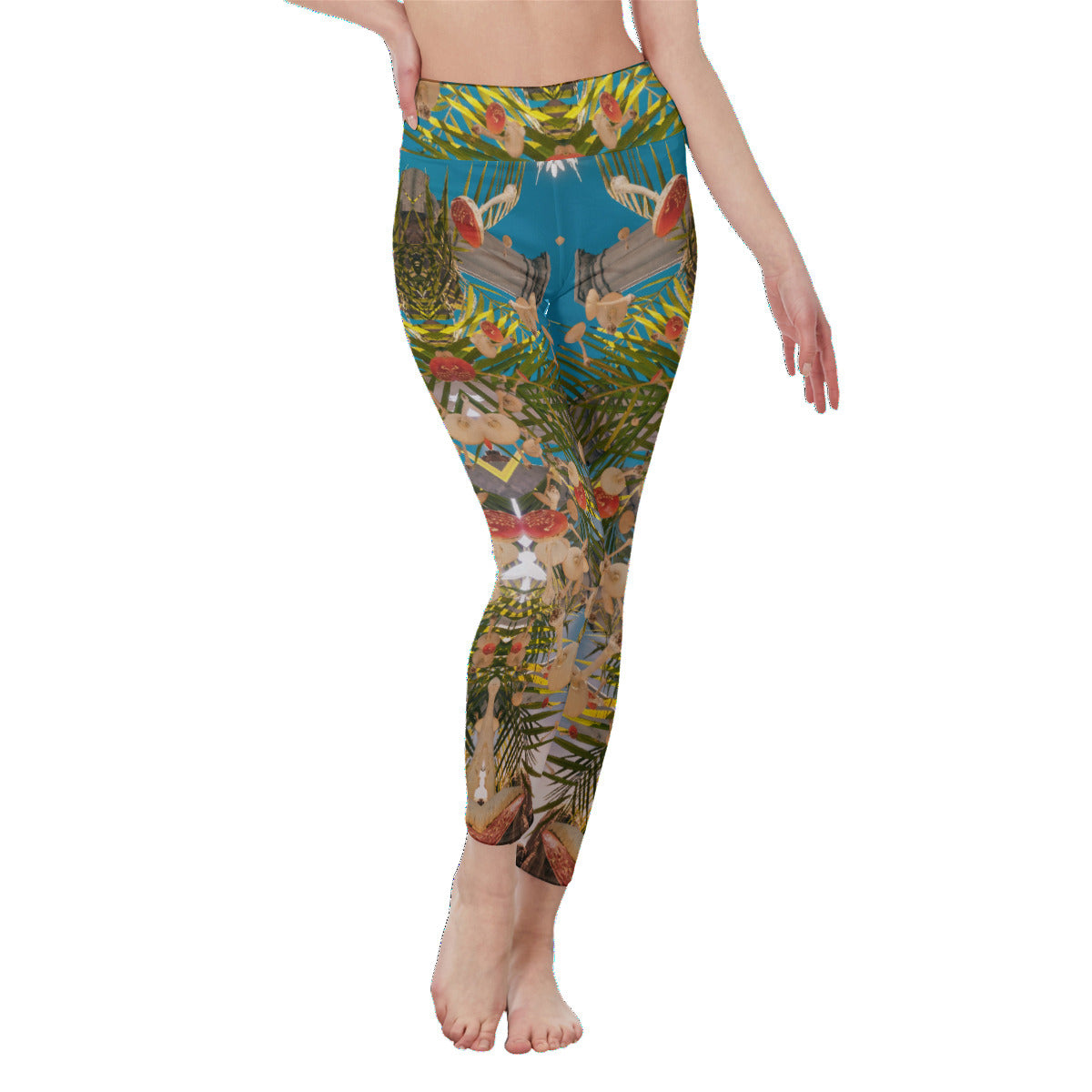 Mushyland All-Over Print Psychedelic Digital Art Women's High Waist Leggings | Side Stitch Closure