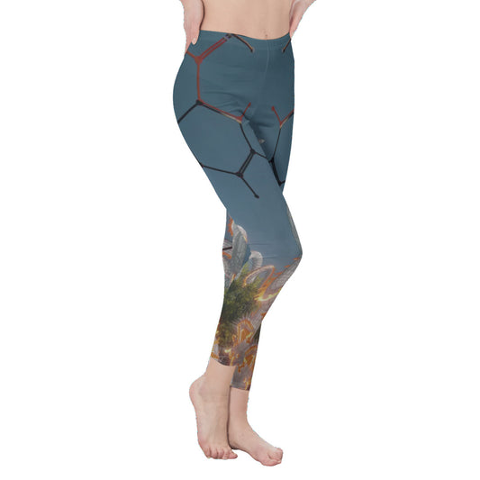 Psychedelic Dragon 3D Digital Art Print Casual Leggings