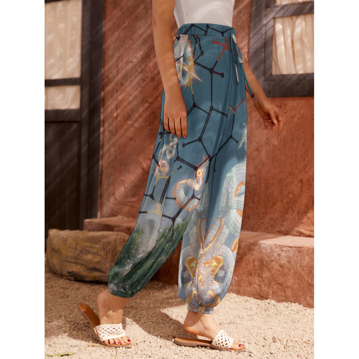 Psychedelic Dragon Digital Art Print Women's Carrot Pants