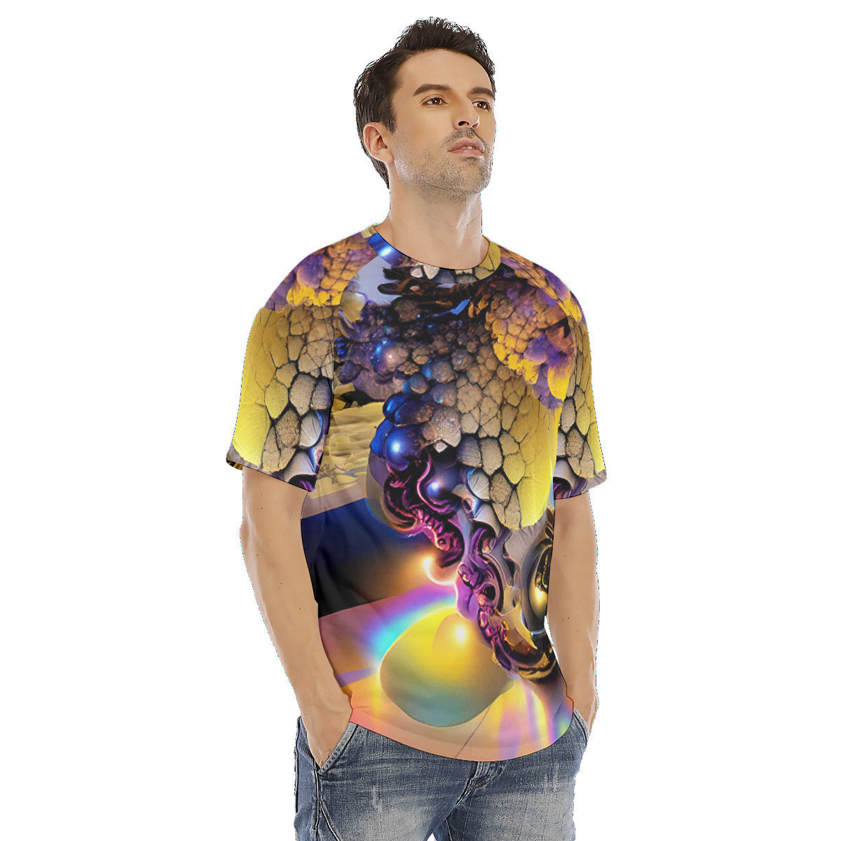 Mindelbrot All-Over Psychedelic Print Men's O-neck Short Sleeve T-shirt