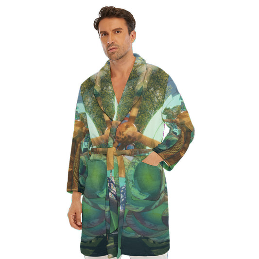 Psychedelic 3D Digital Art Print Men's Borg Fleece Robe