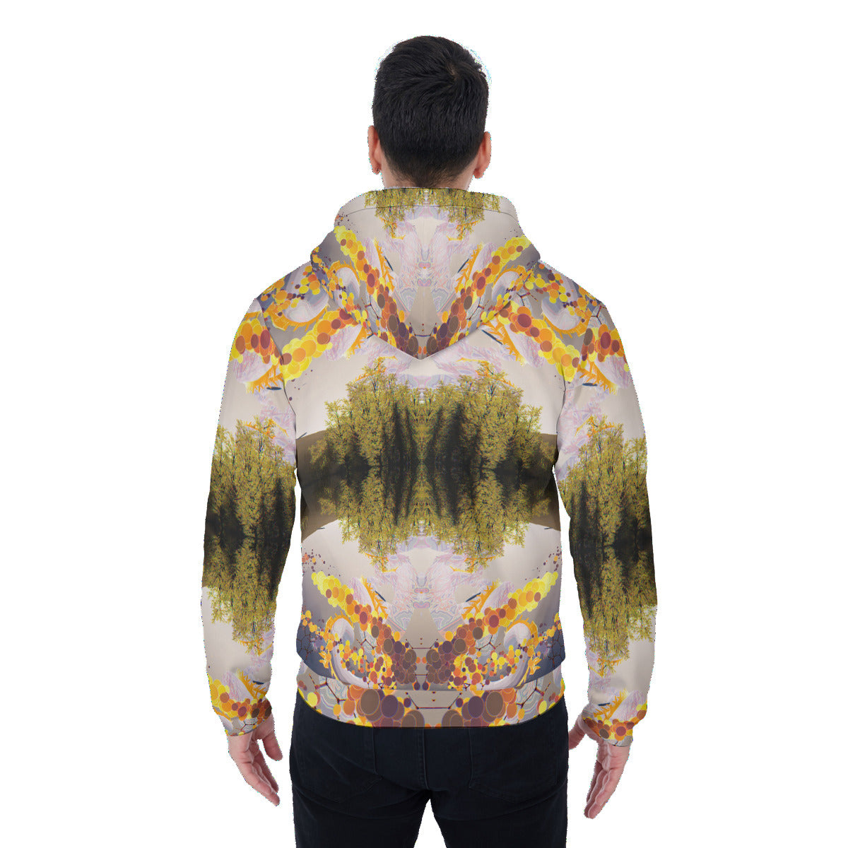 Psychedelic Forest Dragon All-Over Print Men's Sherpa Fleece Zip Up Hoodie