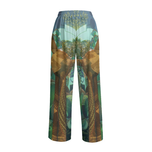 Psychedelic Tree Orb Digital Art Print Unisex Wide Leg Pants | Interlock