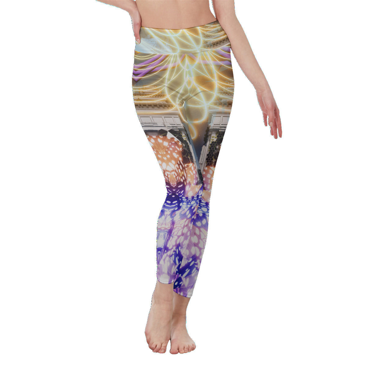 Psychedelic 3D Digital ArtPrint Women's High Waist Leggings | Side Stitch Closure
