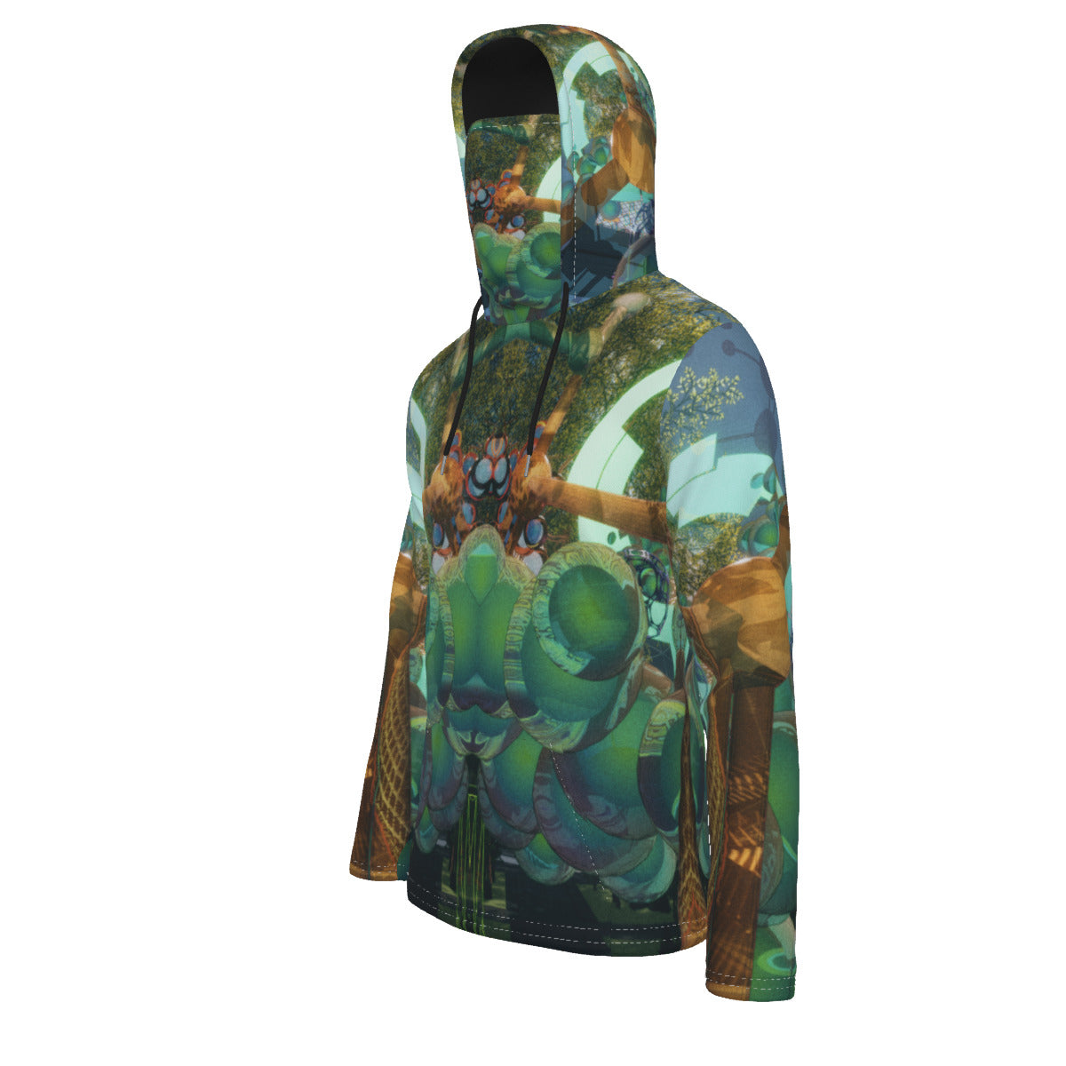 Psychedelic Orb Tree Men's Heavy Fleece Hoodie With Mask