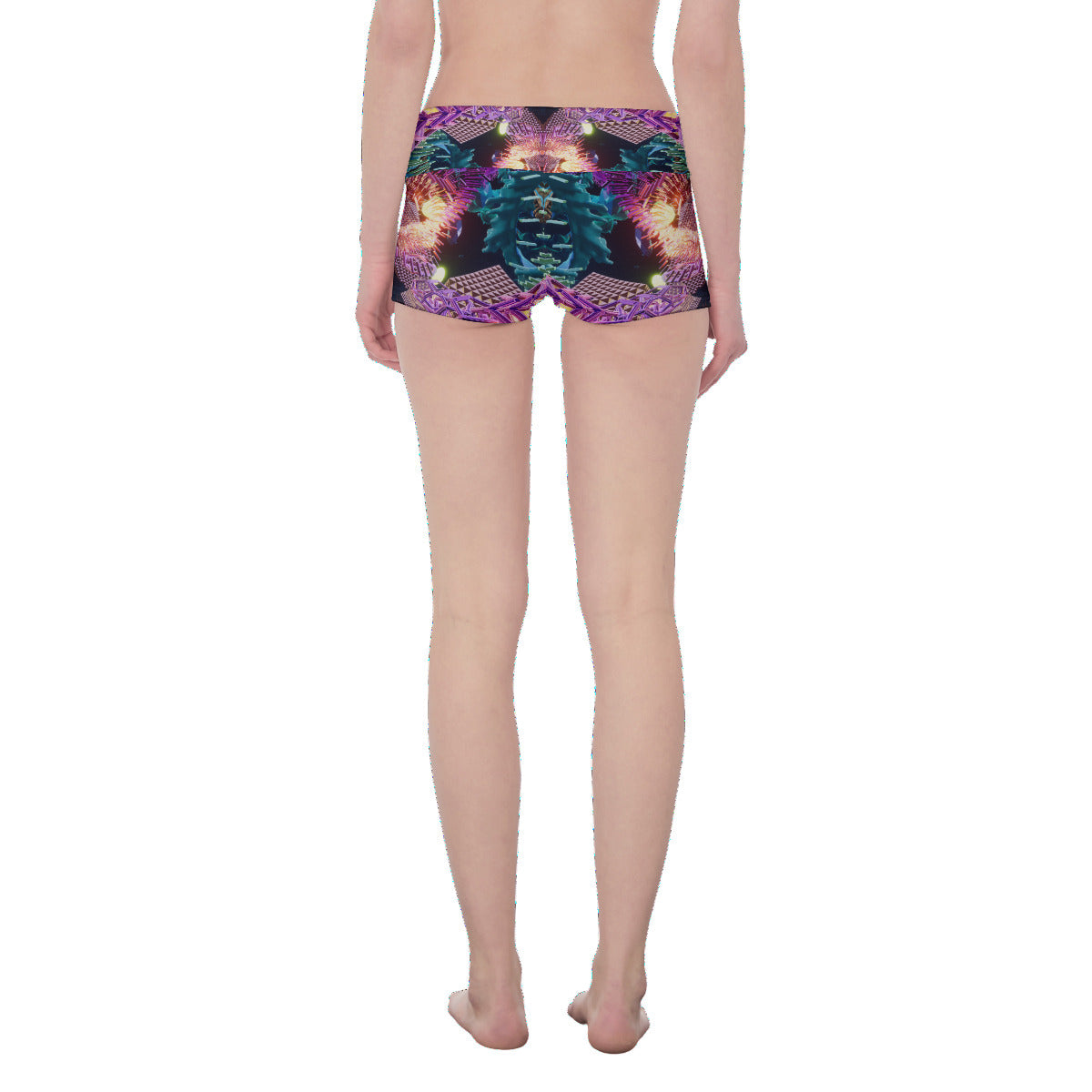 Psychedelic 3D Digital Art Print Women's Yoga Shorts