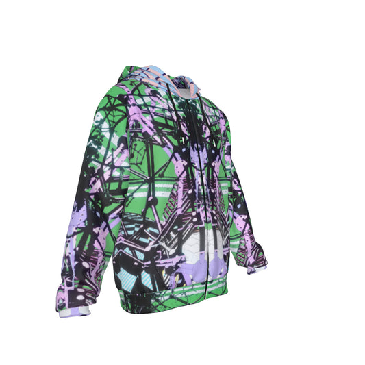 Psychedelic All-Over MicrodoseVR Print Thick Zipper Hoodie With Double-Sided Hood