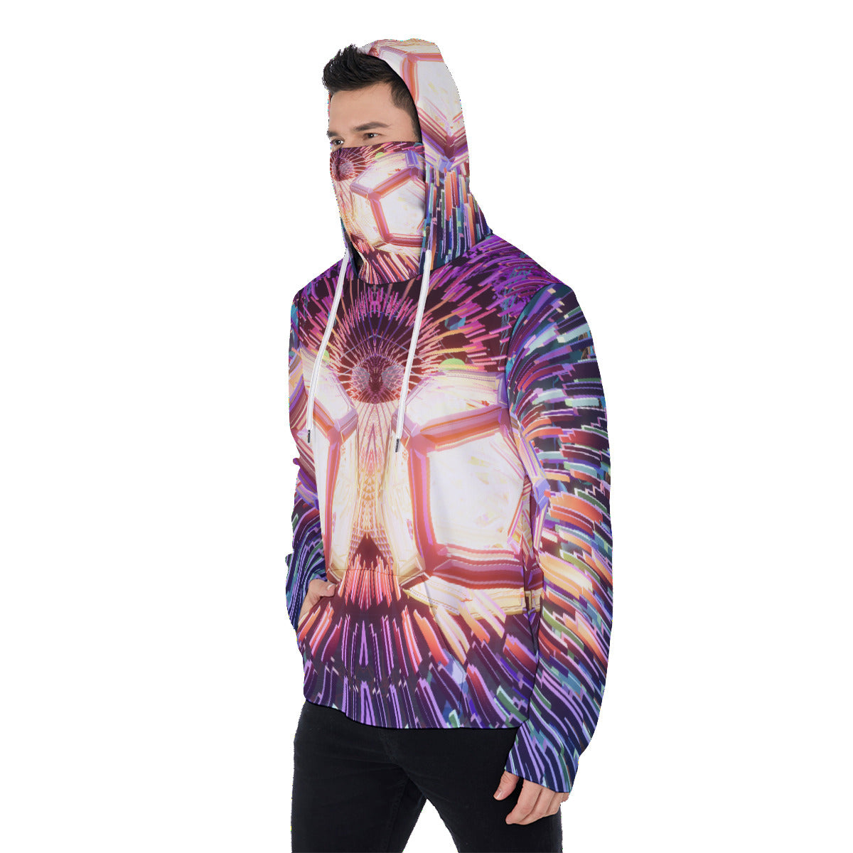 Psychedelic Dodecahedron Men's Heavy Fleece Hoodie With Mask