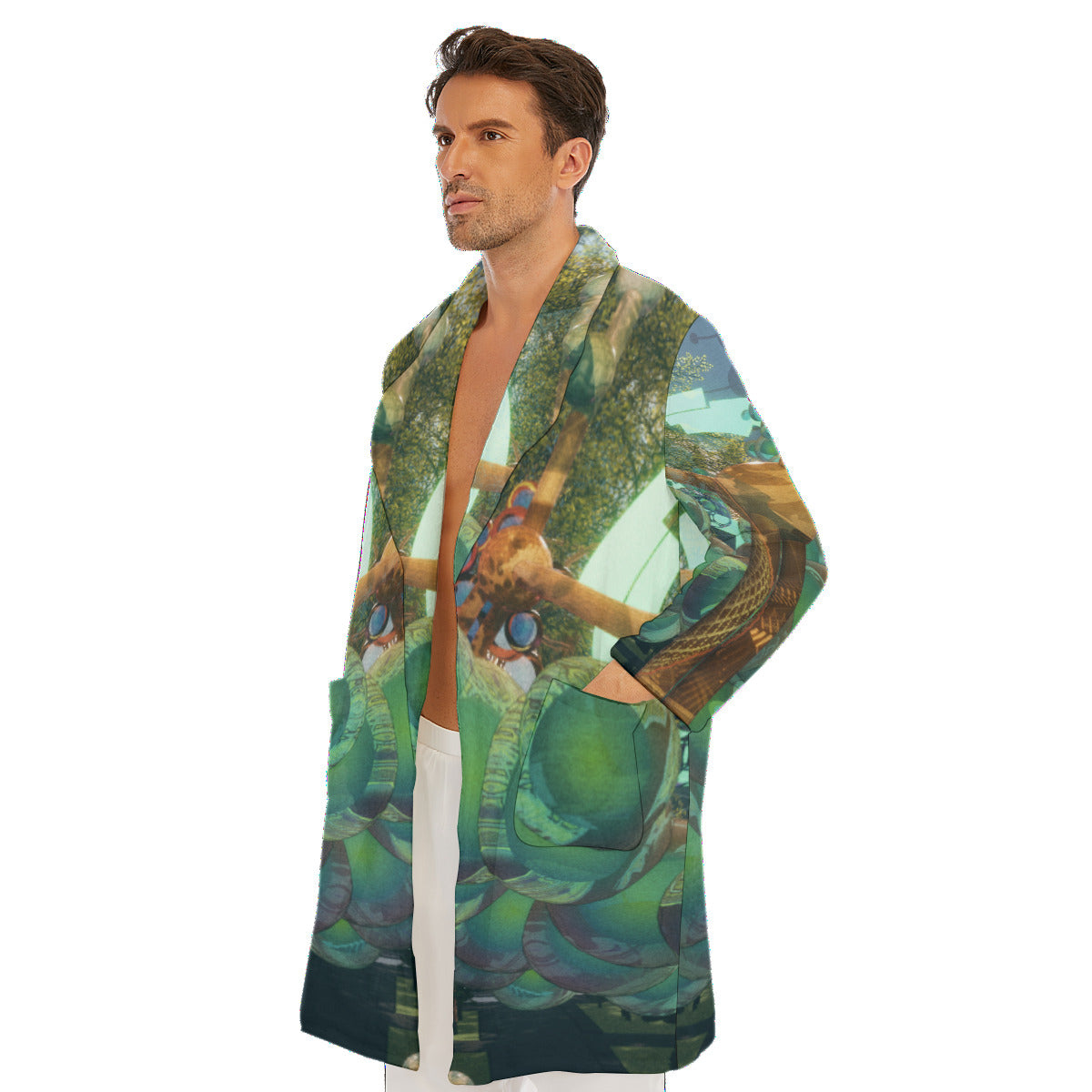 Psychedelic 3D Digital Art Print Men's Borg Fleece Robe