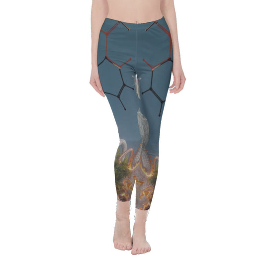 Psychedelic Dragon 3D Digital Art Print Casual Leggings