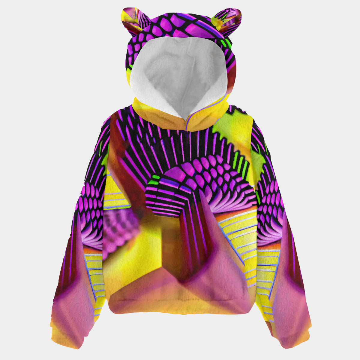 A.I. Fractals All-Over Print Kid’s Borg Fleece Sweatshirt With Ears