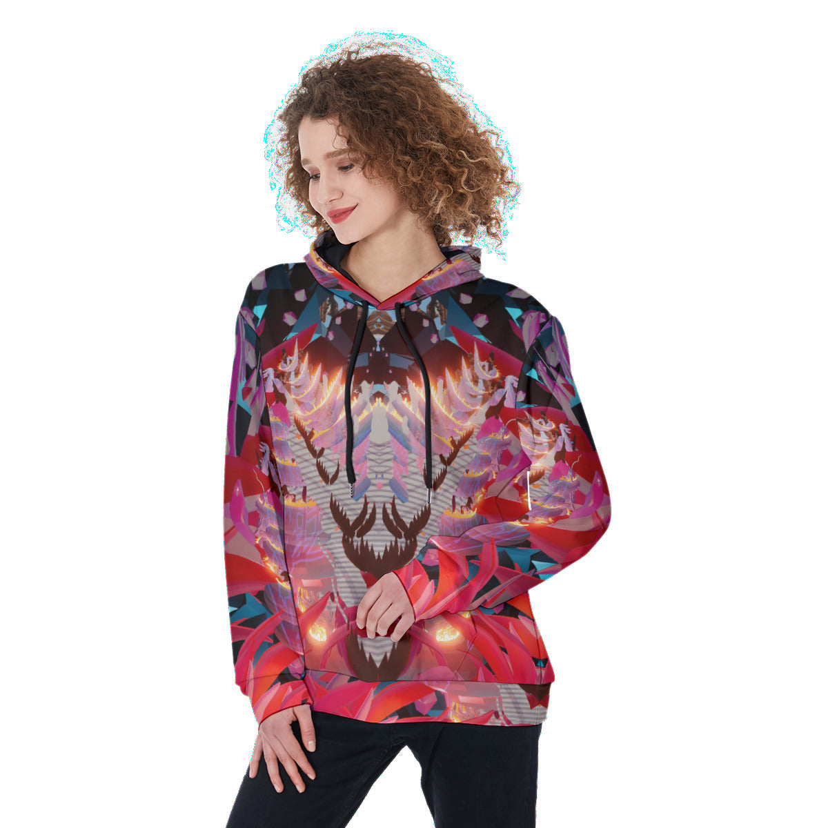 Psychedelic Lotus Dragon Digital Art Print Women's Heavy Fleece Hoodie