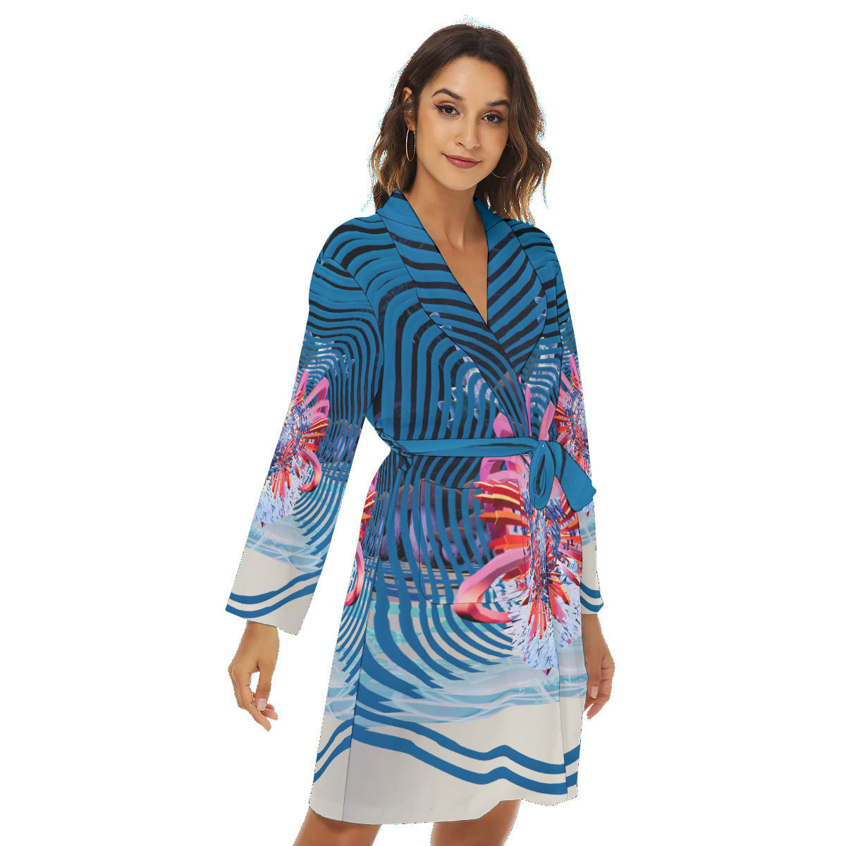 Psychedelic 3D Digital Art Print Women's Robe
