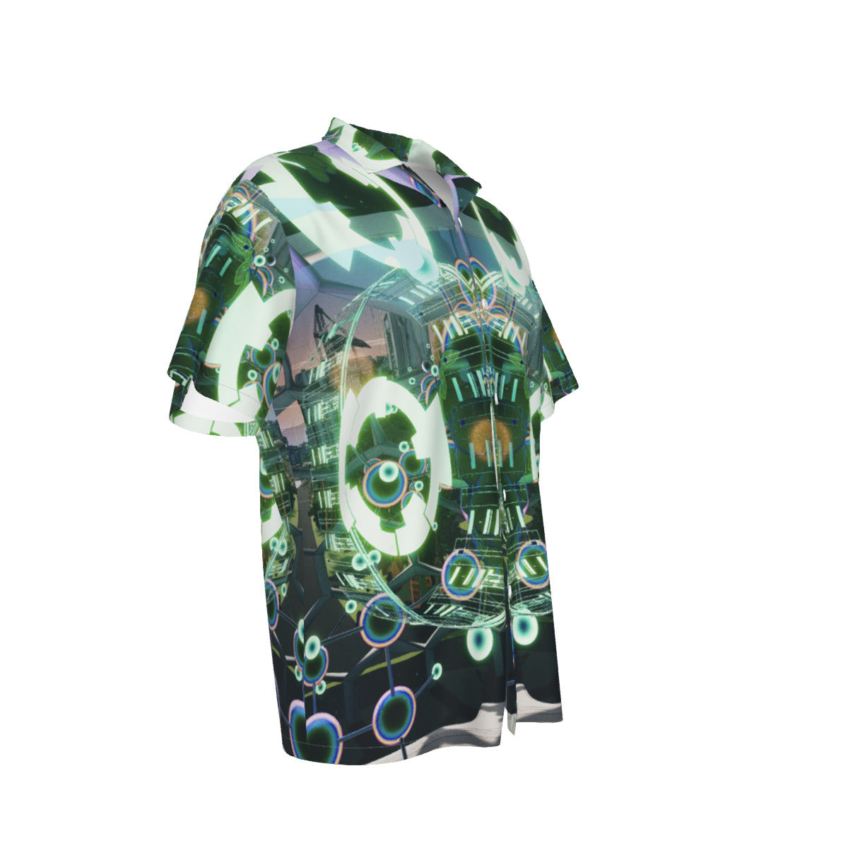 Psychedelic Print Men's Hawaiian Shirt With Pocket