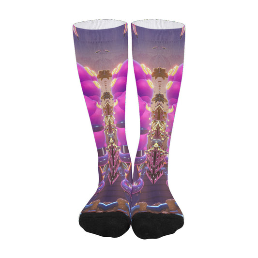 Psychedelic Kitty 3D Digital ArtPrint Unisex Long Socks