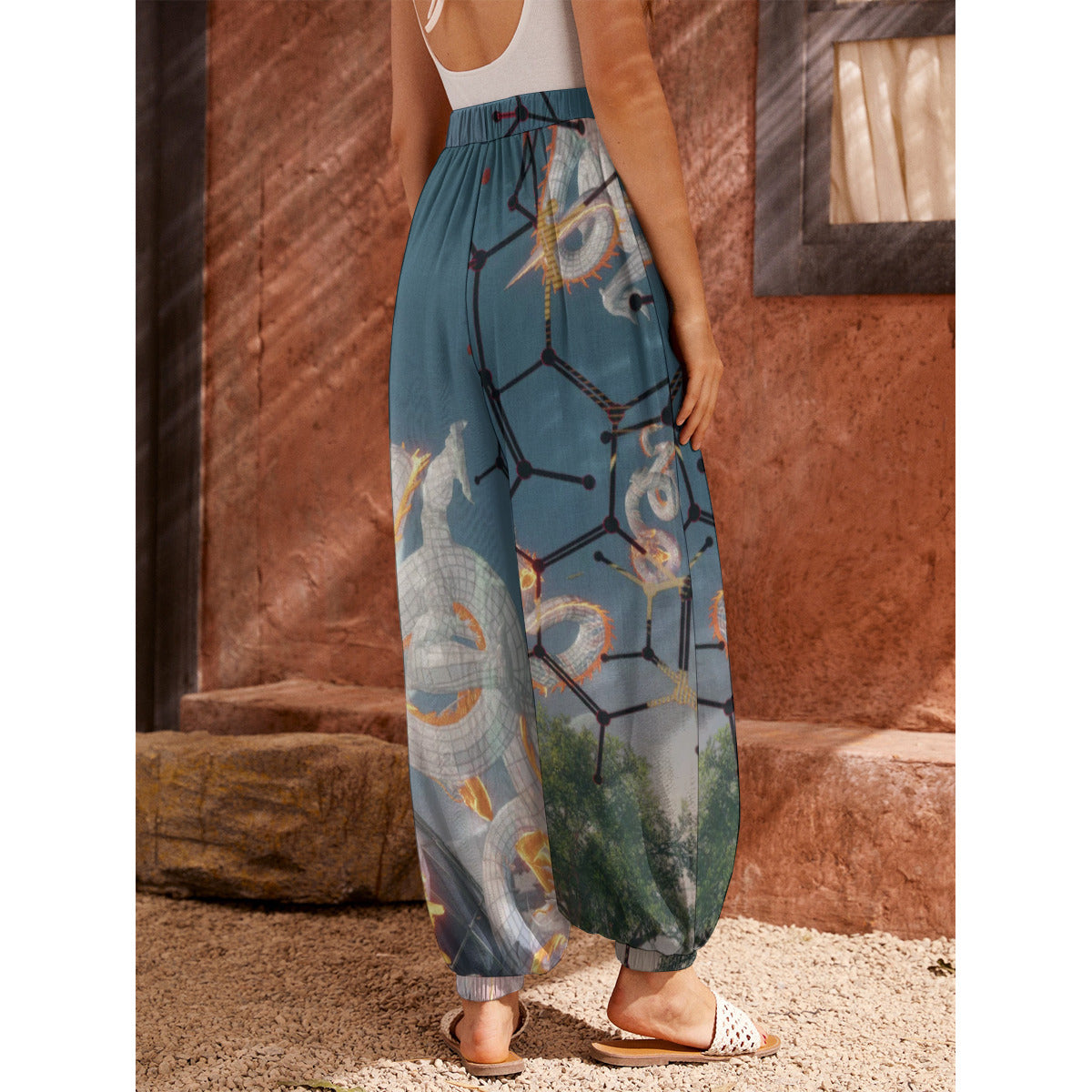 Psychedelic Dragon Digital Art Print Women's Carrot Pants