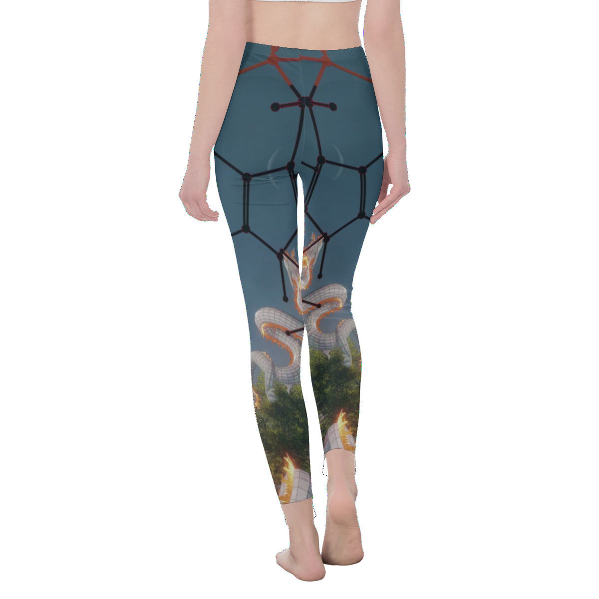 Psychedelic Dragon 3D Digital Art Print Casual Leggings