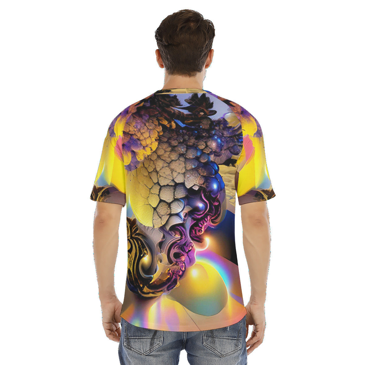 Mindelbrot All-Over Psychedelic Print Men's O-neck Short Sleeve T-shirt