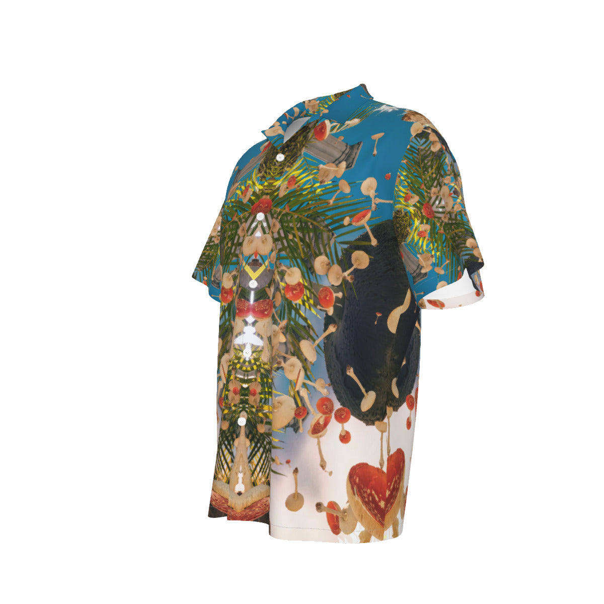Mushyland All-Over Print Psychedelic Digital Art Men's Hawaiian Shirt With Button Closure