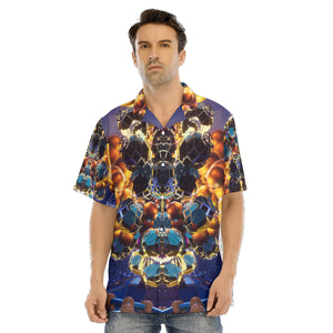 Psychedelic 3D Digital Art Print Men's Hawaiian Shirt With Button Closure