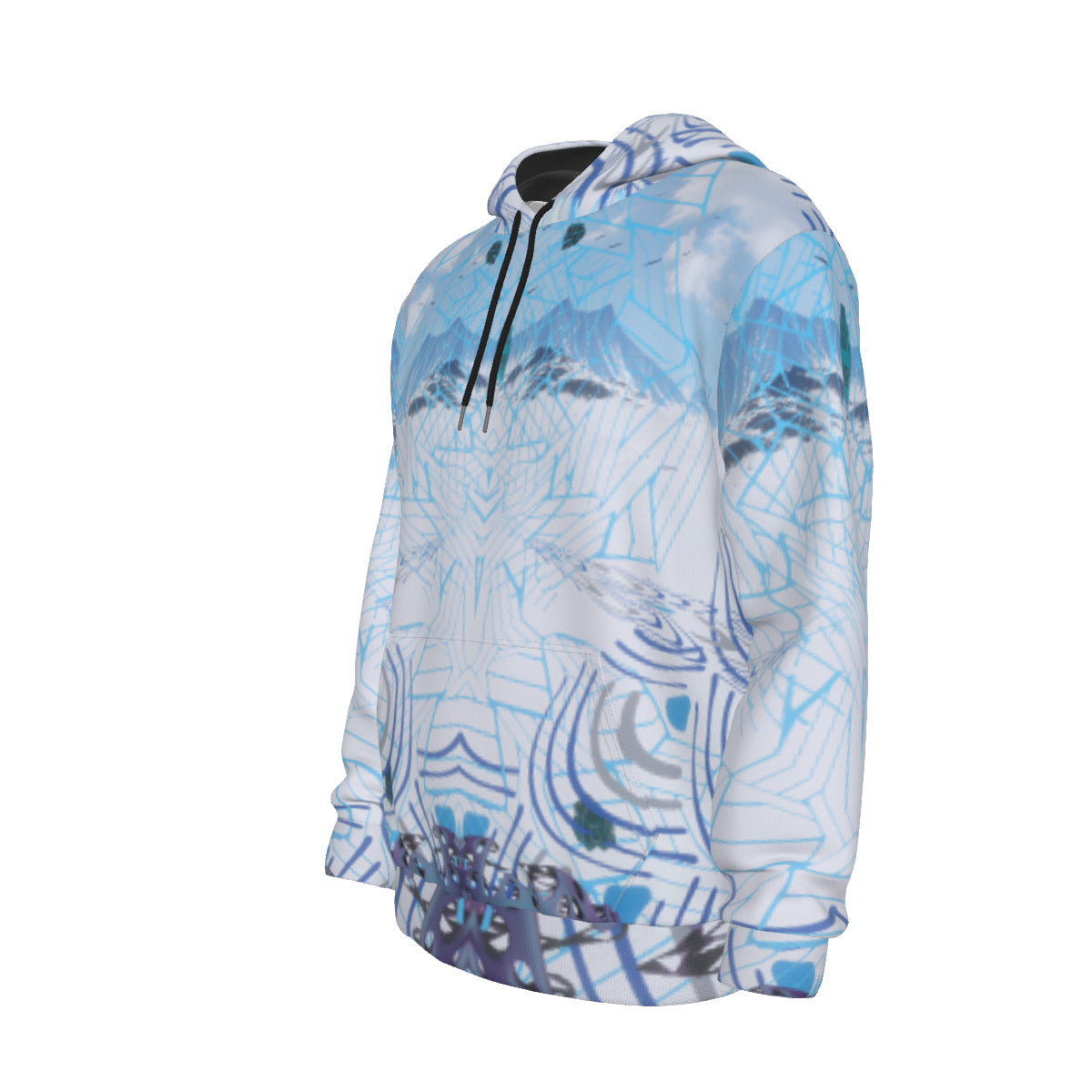 Doseflake All-Over Psychedelic Digital Art Winter Print Men's Mirco Fleece Hoodie