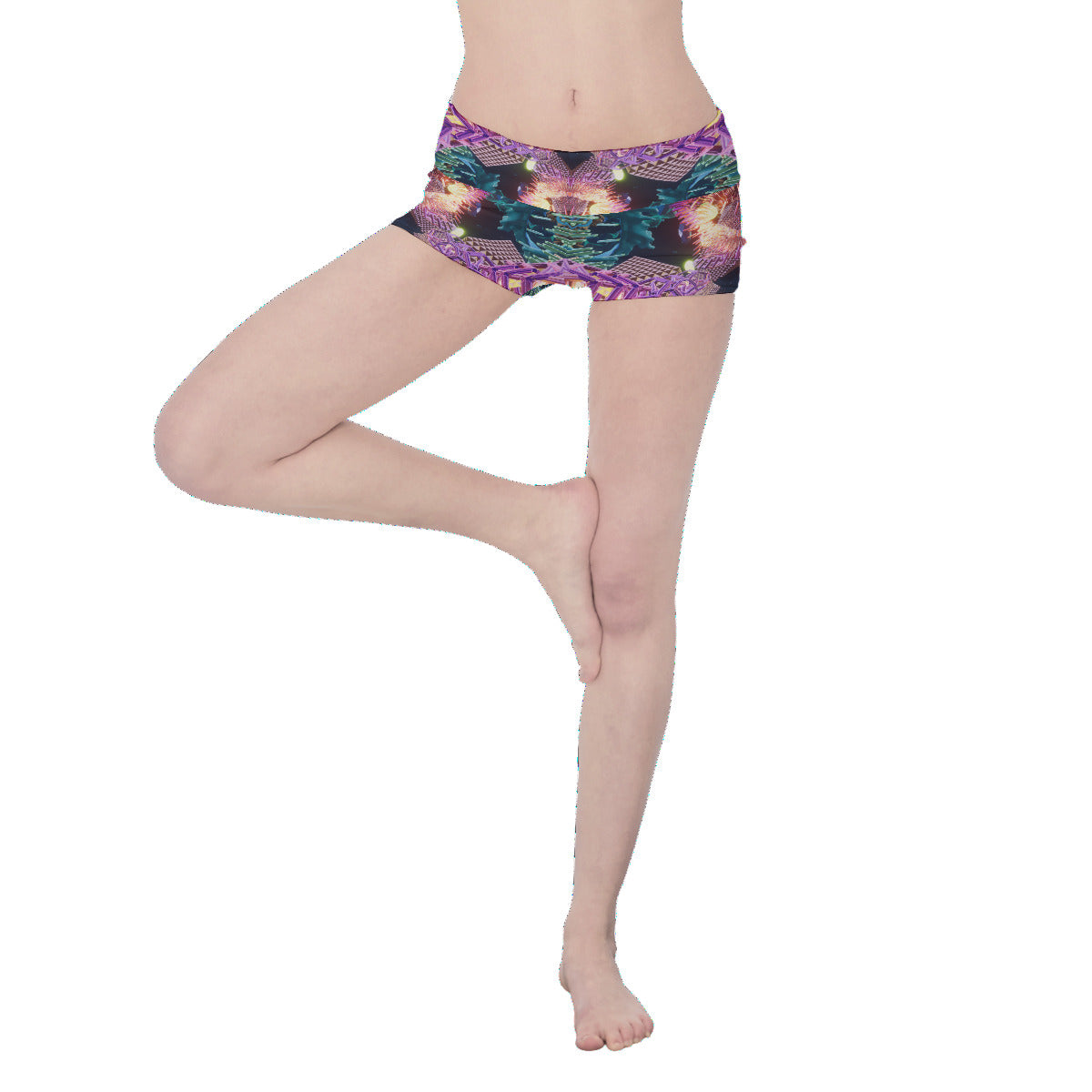 Psychedelic 3D Digital Art Print Women's Yoga Shorts