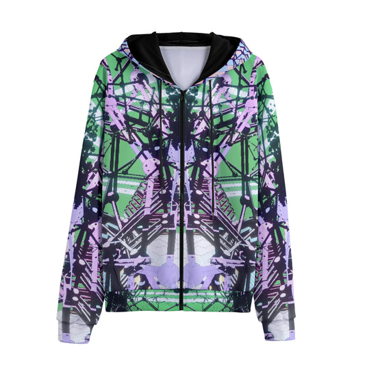 Psychedelic Eco-friendly All-Over MicrodoseVR Print Unisex Zip-up Hoodie