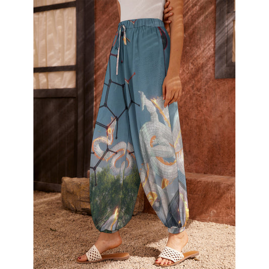 Psychedelic Dragon Digital Art Print Women's Carrot Pants