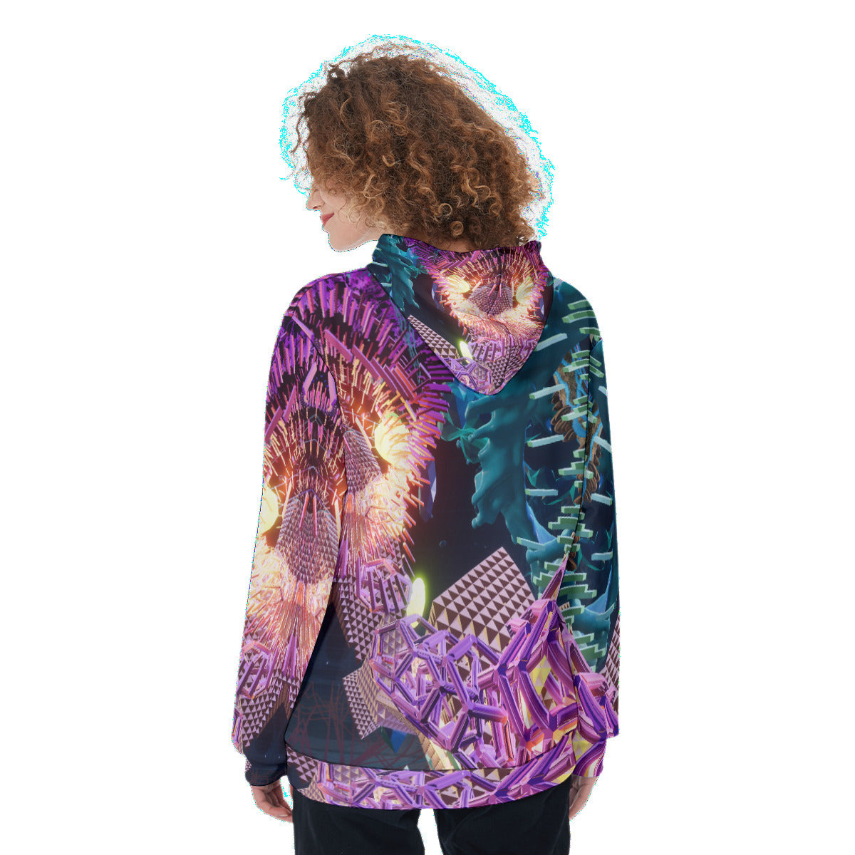 Psychedelic 3D Print Women's Heavy Fleece Hoodie
