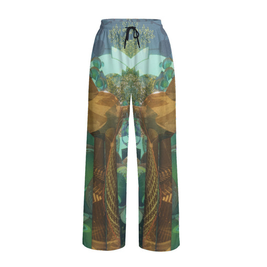 Psychedelic Tree Orb Digital Art Print Unisex Wide Leg Pants | Interlock