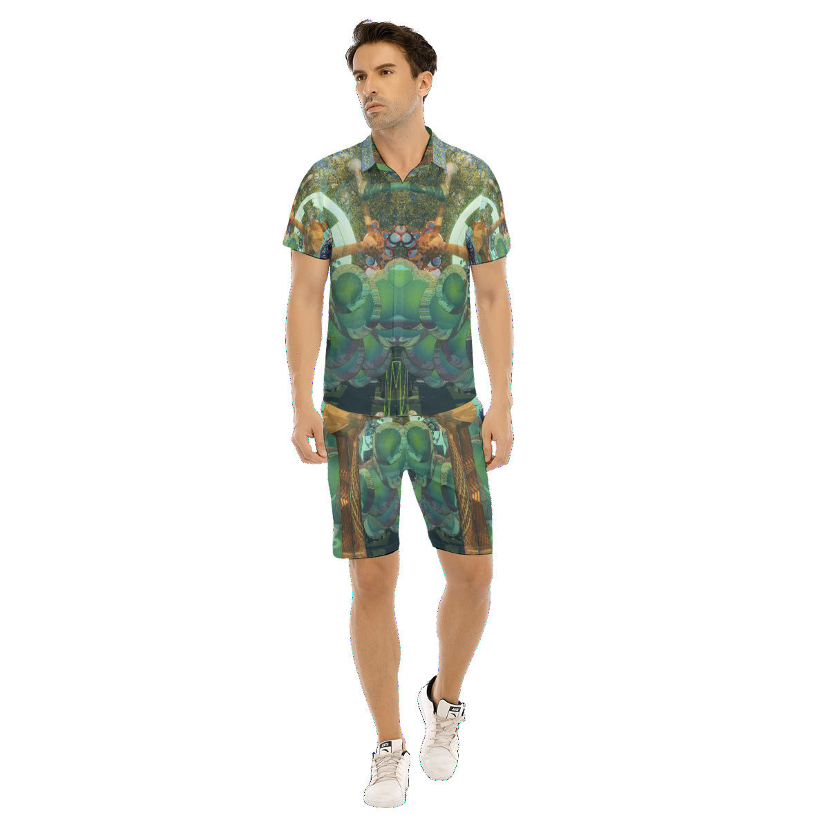Psychedelic Orb Tree 3D Digital Art Print Men's Short Sleeve Shirt Set