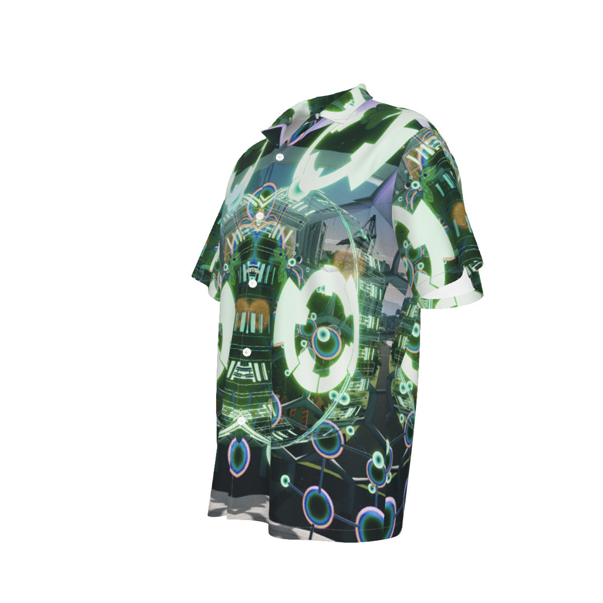 Psychedelic Print Men's Hawaiian Shirt With Pocket